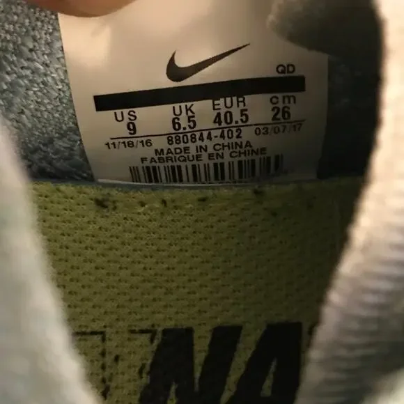 Nike Womens Free RN Flyknit 2017 880844-402 Blue Running Shoes Sneakers Size 9 - Picture 6 of 7